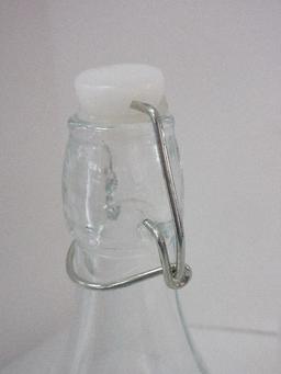 Set - 4 Glass Greenville Water Resalable Bottles w/ Wire Lock Caps