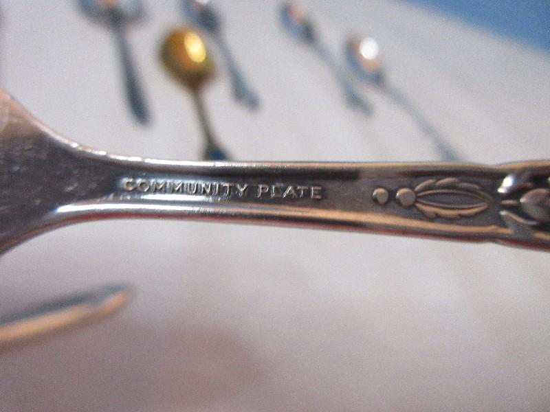 Collection Ornate Silverplate Serving Utensils, Demitasse Spoons, Bon-Bon/Nut Spoon