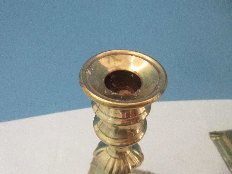 Pair - Brass Georgian Style Ornate 10 1/2" Candlesticks Gadroon Base