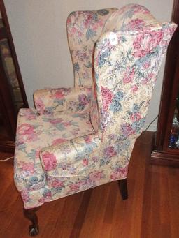 Carolina Custom Furniture Ball & Claw Mahogany Trim Wing Back Arm Chair