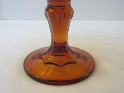 Indiana Glass Teardrop Amber Pressed Glass Pedestal Footed Cake Plate Stand