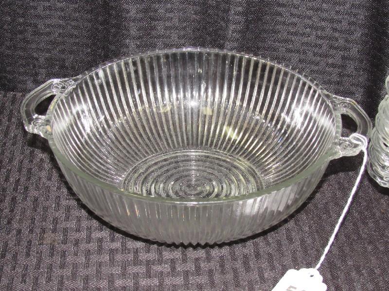 Ribbed Glass Dish Lot - 1 Bowl 9 1/2" D, 7 Bowl 5 3/4" D