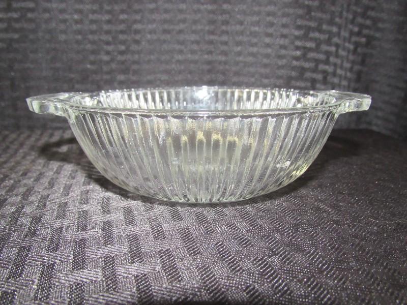 Ribbed Glass Dish Lot - 1 Bowl 9 1/2" D, 7 Bowl 5 3/4" D