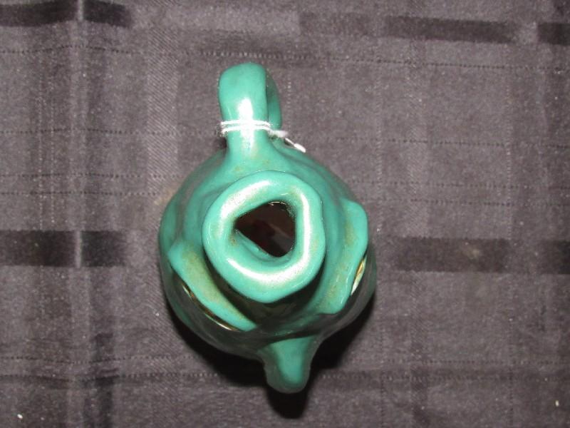 Very Unusual Green Ceramic Ugly Face Vase/Jar Green