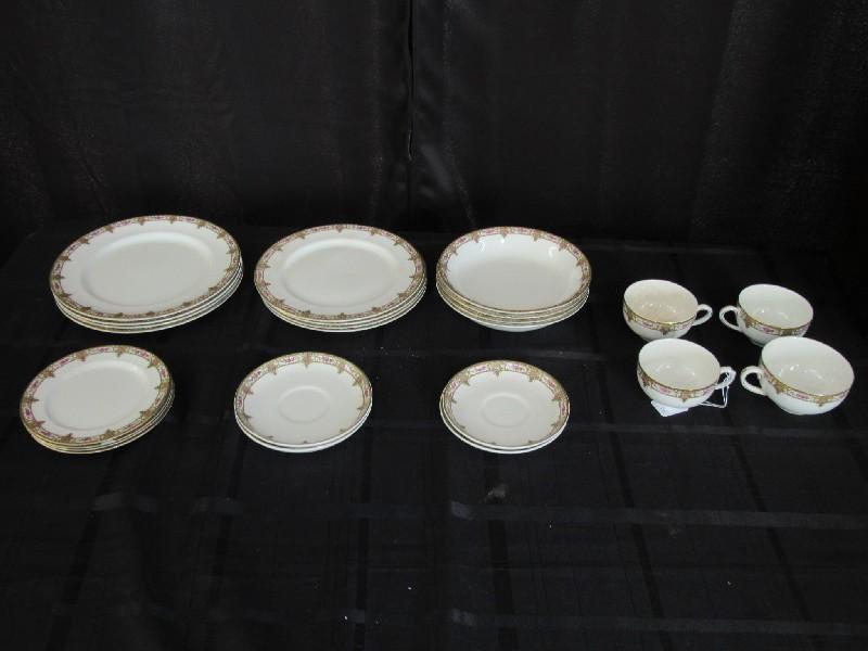 1896 Maddox & Sons Royal Vitreous England Gilted/Ornate Band 4 Place Setting Lot