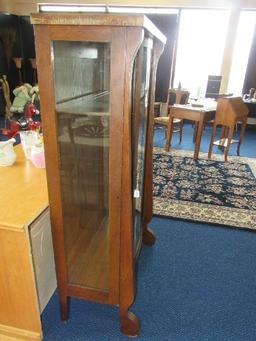 C.M. Bott Furniture Co. Vintage/Antique Wooden Cabinet, 1 Glass Door, Wooden Cross Motif