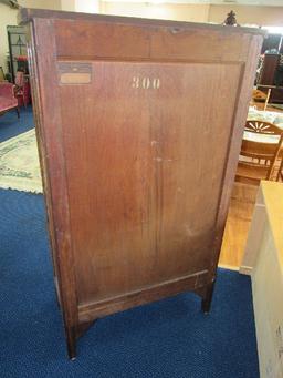 C.M. Bott Furniture Co. Vintage/Antique Wooden Cabinet, 1 Glass Door, Wooden Cross Motif