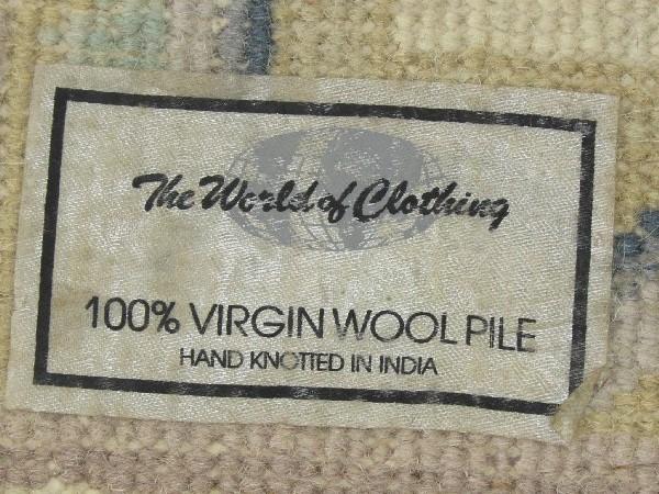 100% Virgin Wool Pile Floor Rug Made in India Ornate Floral Pattern w/ Fringe