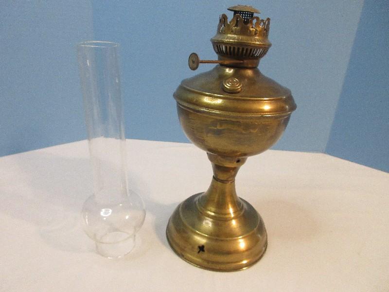 Antique Brass Embossed Eagle Logo Emblem 1880 Pedestal Kerosene Oil Lamp Base