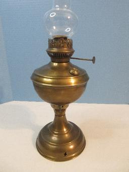 Antique Brass Embossed Eagle Logo Emblem 1880 Pedestal Kerosene Oil Lamp Base