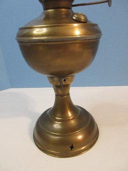 Antique Brass Embossed Eagle Logo Emblem 1880 Pedestal Kerosene Oil Lamp Base