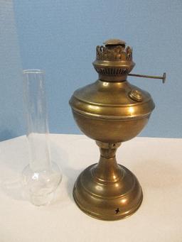 Antique Brass Embossed Eagle Logo Emblem 1880 Pedestal Kerosene Oil Lamp Base