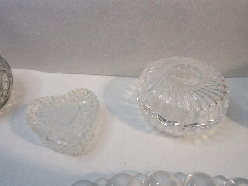 Collection - Oval Glass Vanity Dresser Tray Scroll Bead Design Rim 14 1/4" x 8 1/2"