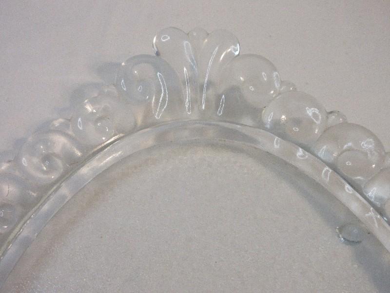 Collection - Oval Glass Vanity Dresser Tray Scroll Bead Design Rim 14 1/4" x 8 1/2"