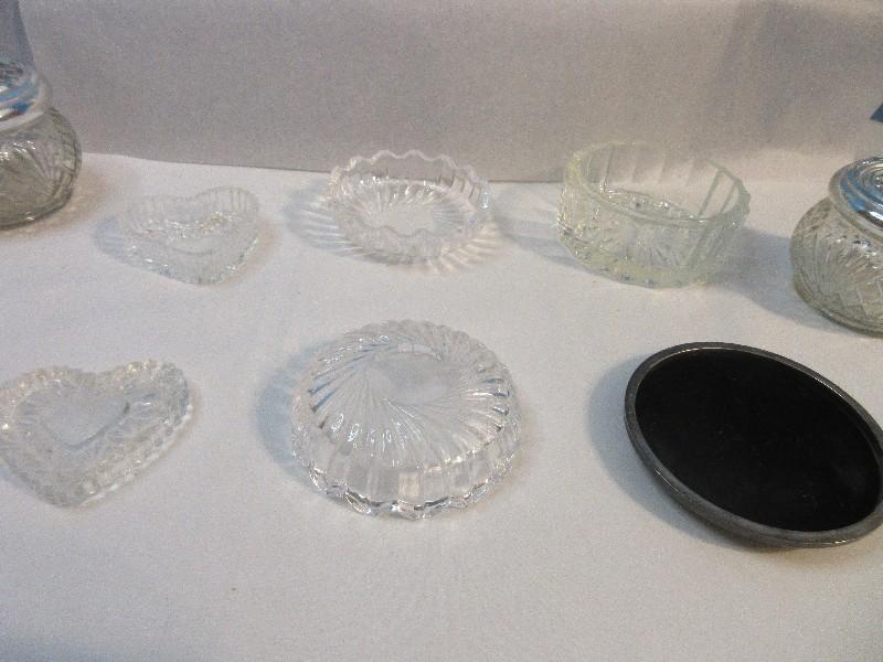 Collection - Oval Glass Vanity Dresser Tray Scroll Bead Design Rim 14 1/4" x 8 1/2"