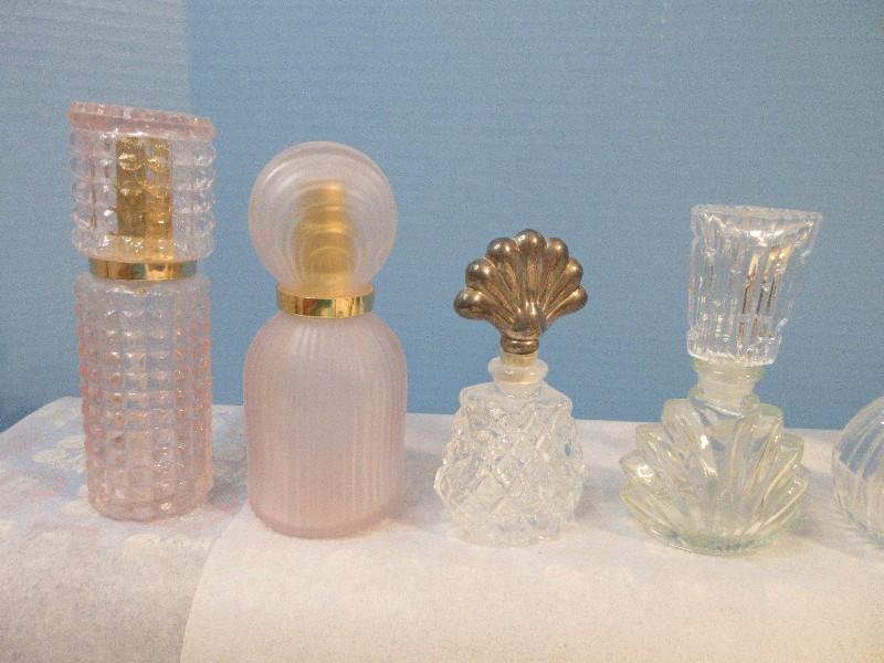 Collection - Glass Perfume/Scent Bottles, Pineapple Pattern Rose Bowl Potpourri
