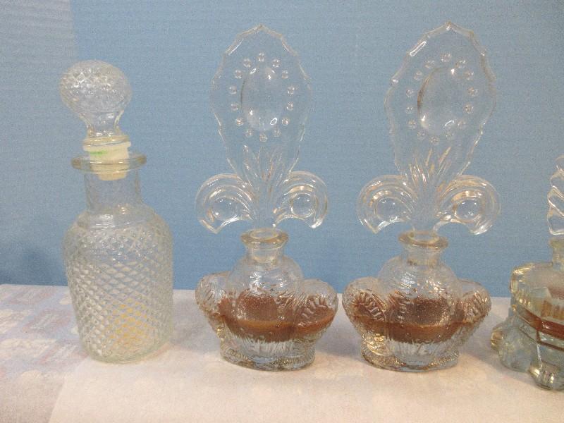 Collection - Glass Perfume/Scent Bottles Round Powder Dish, Atomizer, Etc.