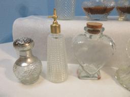 Collection - Glass Perfume/Scent Bottles Round Powder Dish, Atomizer, Etc.