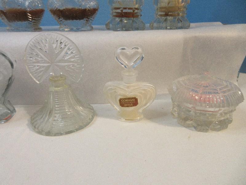 Collection - Glass Perfume/Scent Bottles Round Powder Dish, Atomizer, Etc.