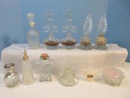 Collection - Glass Perfume/Scent Bottles Round Powder Dish, Atomizer, Etc.