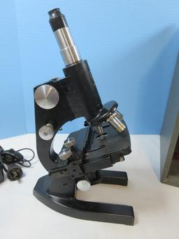 Scarce Find Vintage American Optical Spencer Microscope Three Objectives, Mechanical Stage,