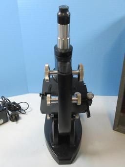 Scarce Find Vintage American Optical Spencer Microscope Three Objectives, Mechanical Stage,