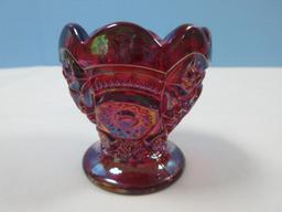 Collection 3 Glass Toothpick Holders LE Smith Amethyst Carnival Glass Daisy & Button, Imperial