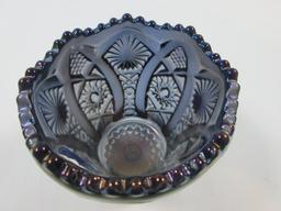 Collection 3 Glass Toothpick Holders LE Smith Amethyst Carnival Glass Daisy & Button, Imperial
