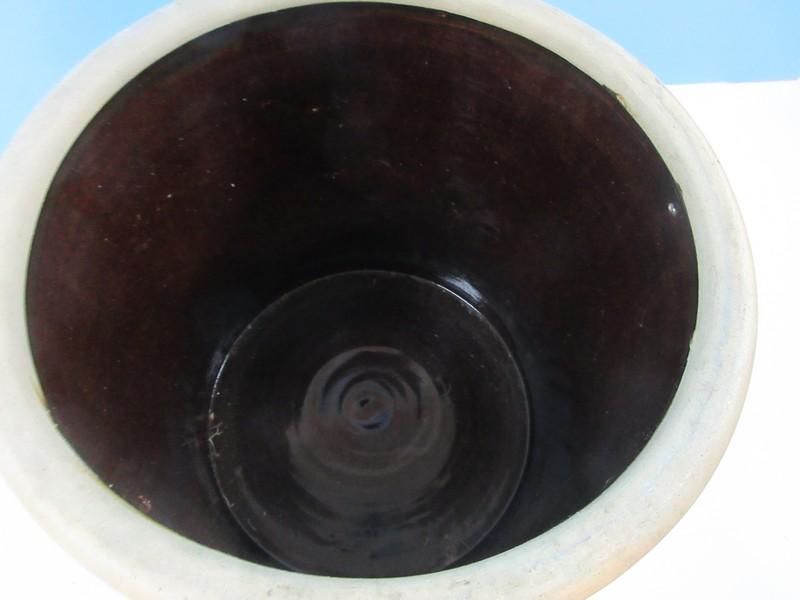 Vintage Pottery Stoneware Storage 3 Gallon Vessel Crock w/Lug Handles-10 3/4"H, Top 10 1/2"