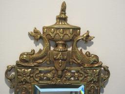 Spectacular French Inspired Ornate Baroque Style Brass Double Candlestick Wall Sconce Framed