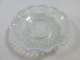 Lot 2 Imperial Glass Smoke Carnival Glass 7 3/4" Plates Grape Pattern Rim, Handblown Glass