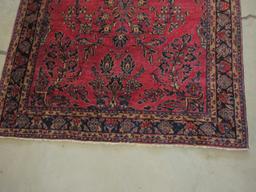 Early Tribal Wool Pile Rug Classic Pattern Maroon/Blue Colors- 83" x 51"