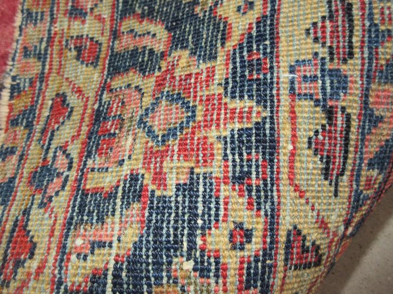 Early Tribal Wool Pile Rug Classic Pattern Maroon/Blue Colors- 83" x 51"