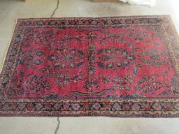 Early Tribal Wool Pile Rug Classic Pattern Maroon/Blue Colors- 83" x 51"