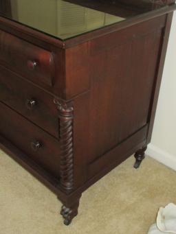 Rare Find Impressive Berkey & Ga Furniture Antique Mahogany Empire 2 Over 2 Dresser w/