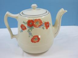 Vintage Hall China Superior Kitchenware Orange Poppy Pattern Orange & Blue Flowers Great