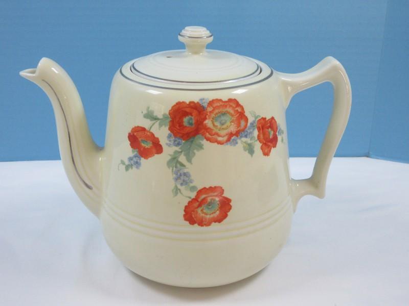 Vintage Hall China Superior Kitchenware Orange Poppy Pattern Orange & Blue Flowers Great