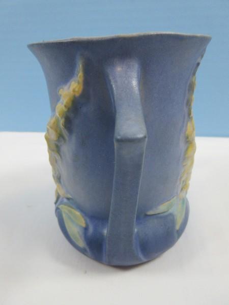 Roseville Pottery Foxglove Pattern 42-4" Vase Delicate Spikes of Foxglove Flowers Blue Back-