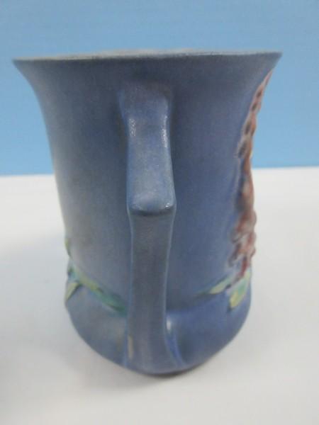 Roseville Pottery Foxglove Pattern 42-4" Vase Delicate Spikes of Foxglove Flowers Blue Back-