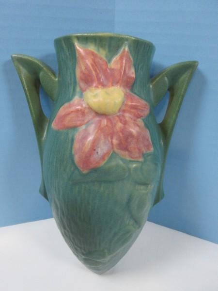 Roseville Pottery Clematis Green Wall Pocket 1295-8" Est. $265-325, Circa 1944