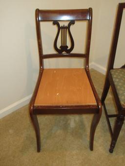 Lot Traditional Mahogany Lyre Back Chair & Mahogany Urn Back Chair Reed Legs- 38"H x 40"