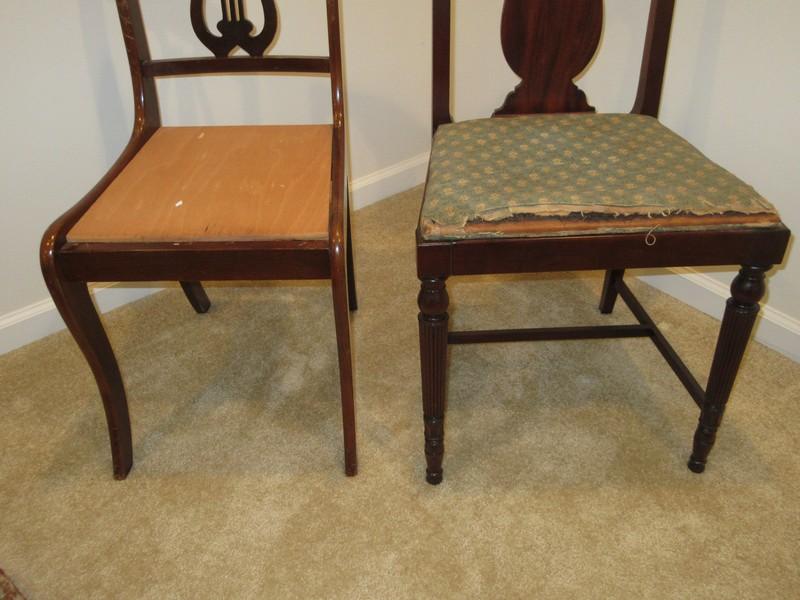 Lot Traditional Mahogany Lyre Back Chair & Mahogany Urn Back Chair Reed Legs- 38"H x 40"