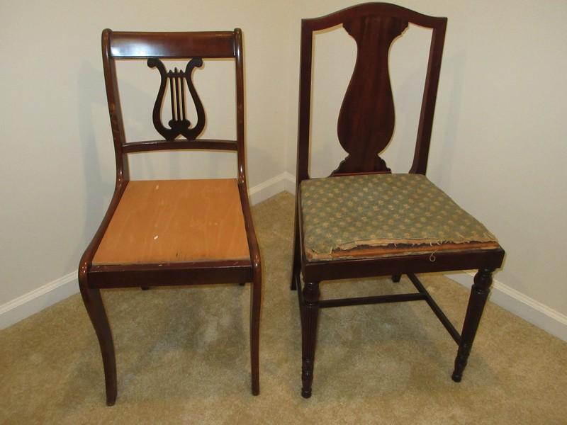 Lot Traditional Mahogany Lyre Back Chair & Mahogany Urn Back Chair Reed Legs- 38"H x 40"