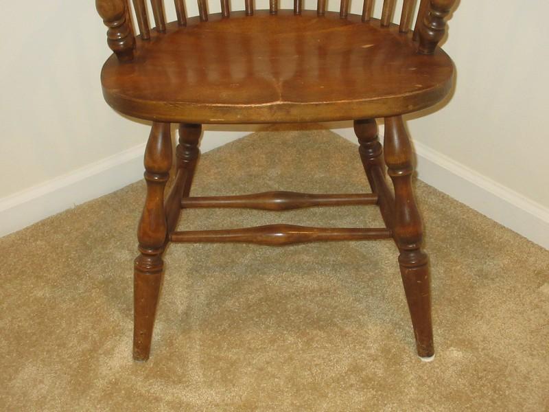 Vintage Walnut Windsor Style Sack Back Arm Chair