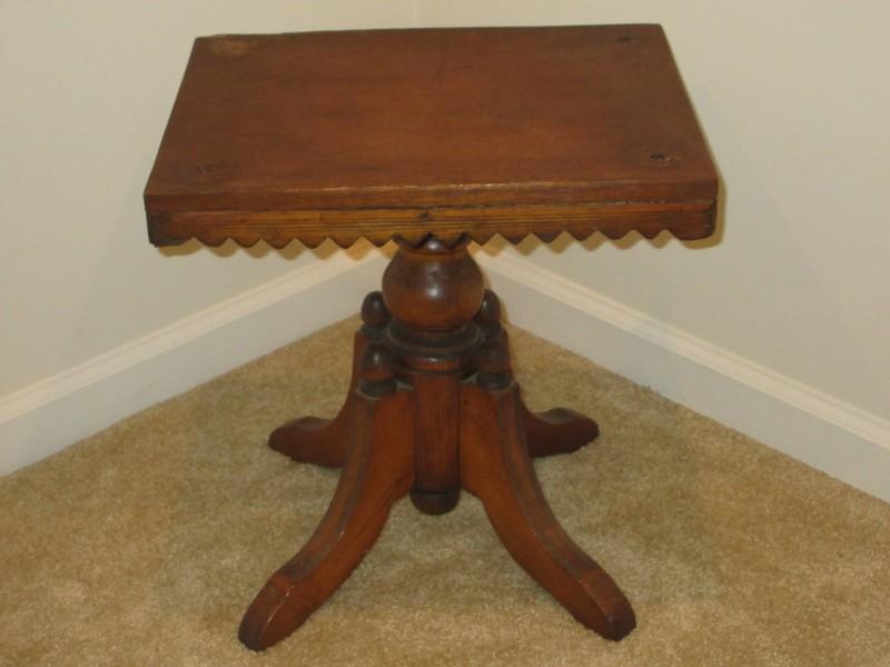 Early Eastlake Style Swivel Vanity Bench Stool Finial Accents- 17 1/2"H x 16 3/4" x 13 1/4"