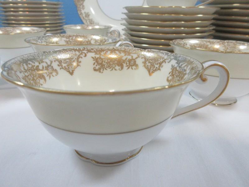 Incredible Deal 60pcs+/- Noritake China Gastonia Pattern Gold Flowers Cream Rim Dinnerware