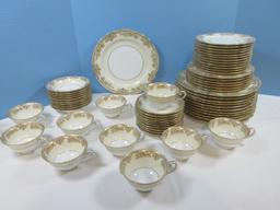 Incredible Deal 60pcs+/- Noritake China Gastonia Pattern Gold Flowers Cream Rim Dinnerware