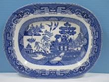 Buffalo Pottery 1909 Semi-Vitreous Porcelain Blue Willow Pattern 14" Serving Platter