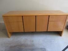 National Office Furniture Co. Oak Credenza Storage Cabinet Simulated Oak Wood Grain Top 2