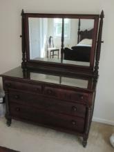 Rare Find Impressive Berkey & Ga Furniture Antique Mahogany Empire 2 Over 2 Dresser w/